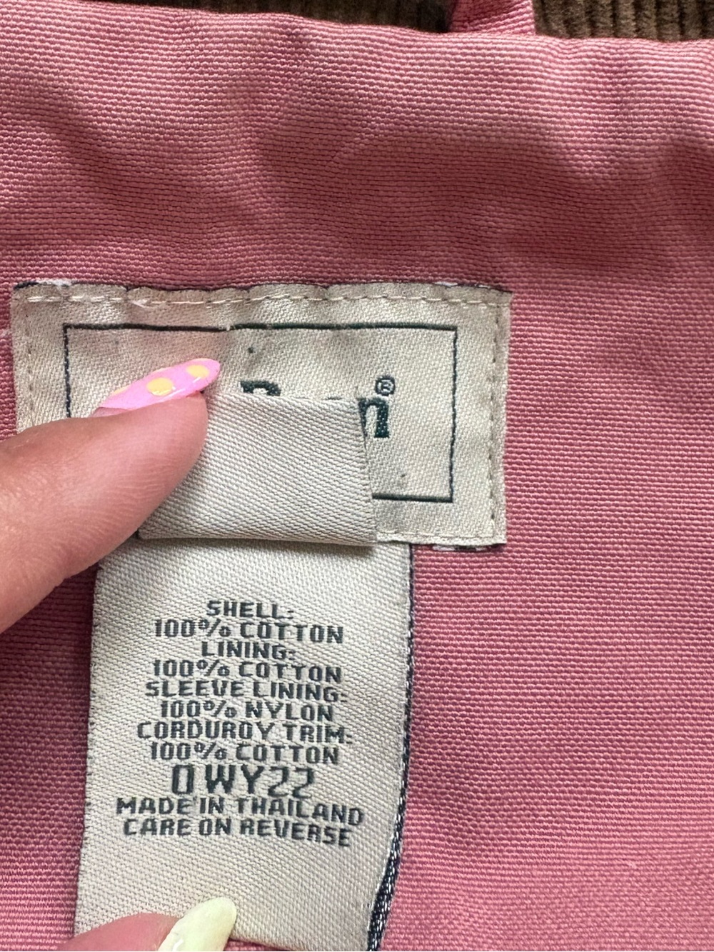 Vintage 90s LL BEAN barn chore coat in baby pink brown corduroy sz M 100% cotton - Picture 5 of 16
